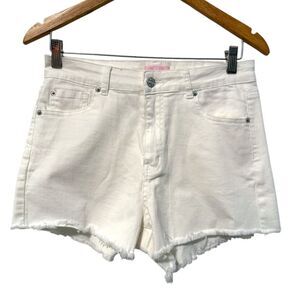 Pink Lily 5 Pocket Raw Hem Mid Rise Shorts White Size‎ 28 / Medium